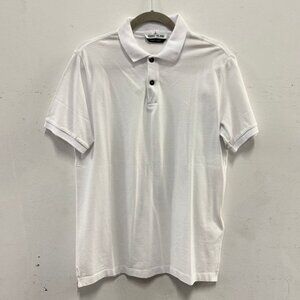 STONE ISLAND white cotton short sleeve slim fit polo shirt